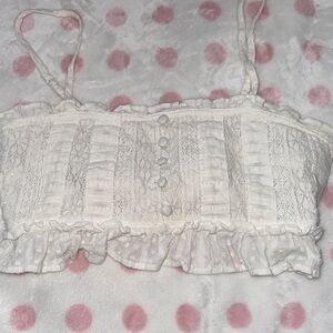 American Eagle Outfitters White Lace Crop Top